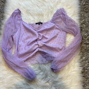 Purple Sheer Polka Dot Crop Top